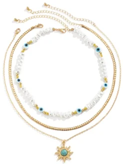 New Retro Stage Gold Pearl Star Jewelry Necklace