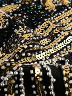 Discount Retro Stage 1920s Sequined Flapper Dress Gold