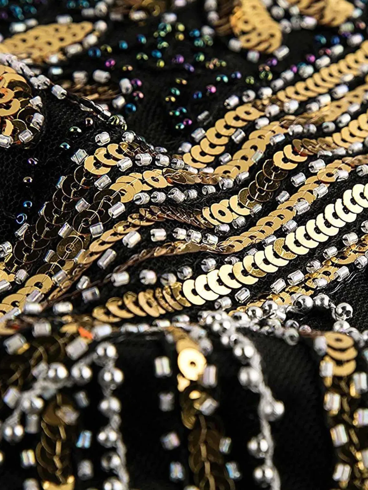 Discount Retro Stage 1920s Sequined Flapper Dress Gold