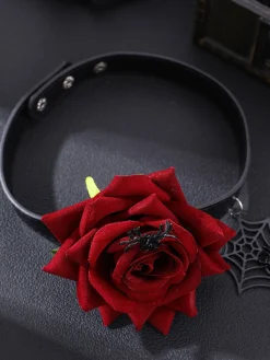 Outlet Retro Stage Gothic Spider Web & Rose Choker Collar Necklace