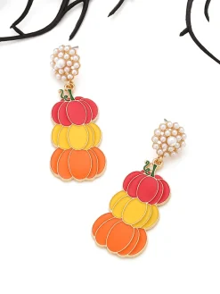 Clearance Retro Stage Gradient Pumpkin Pearl Drop Earrings