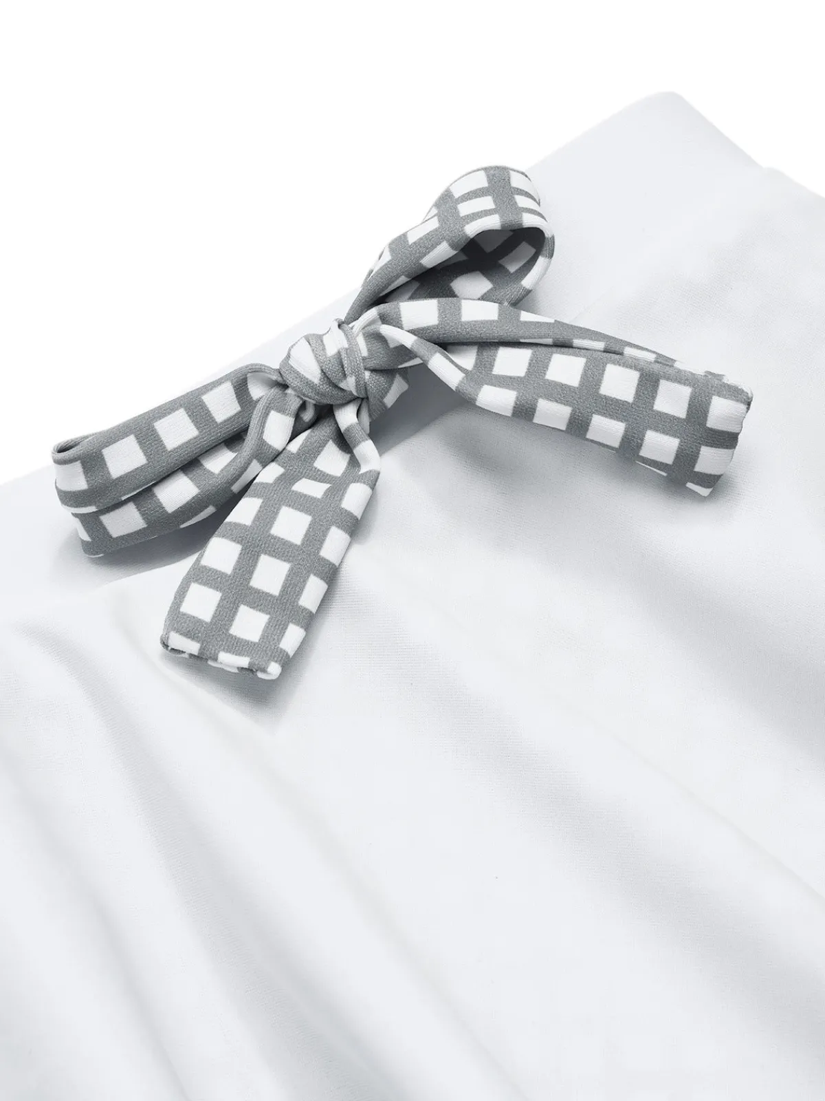 Online Retro Stage 1940s Gingham Plaid Bow Halter Swimsuit Gray & White