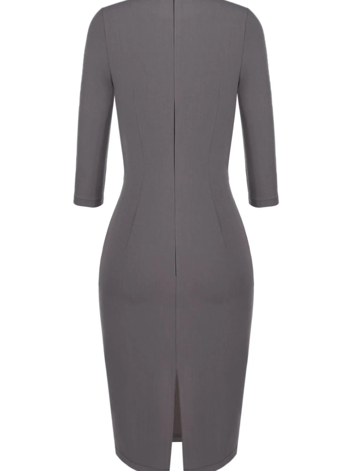 Best Retro Stage 1960s Belt Solid Pencil Dress Gray
