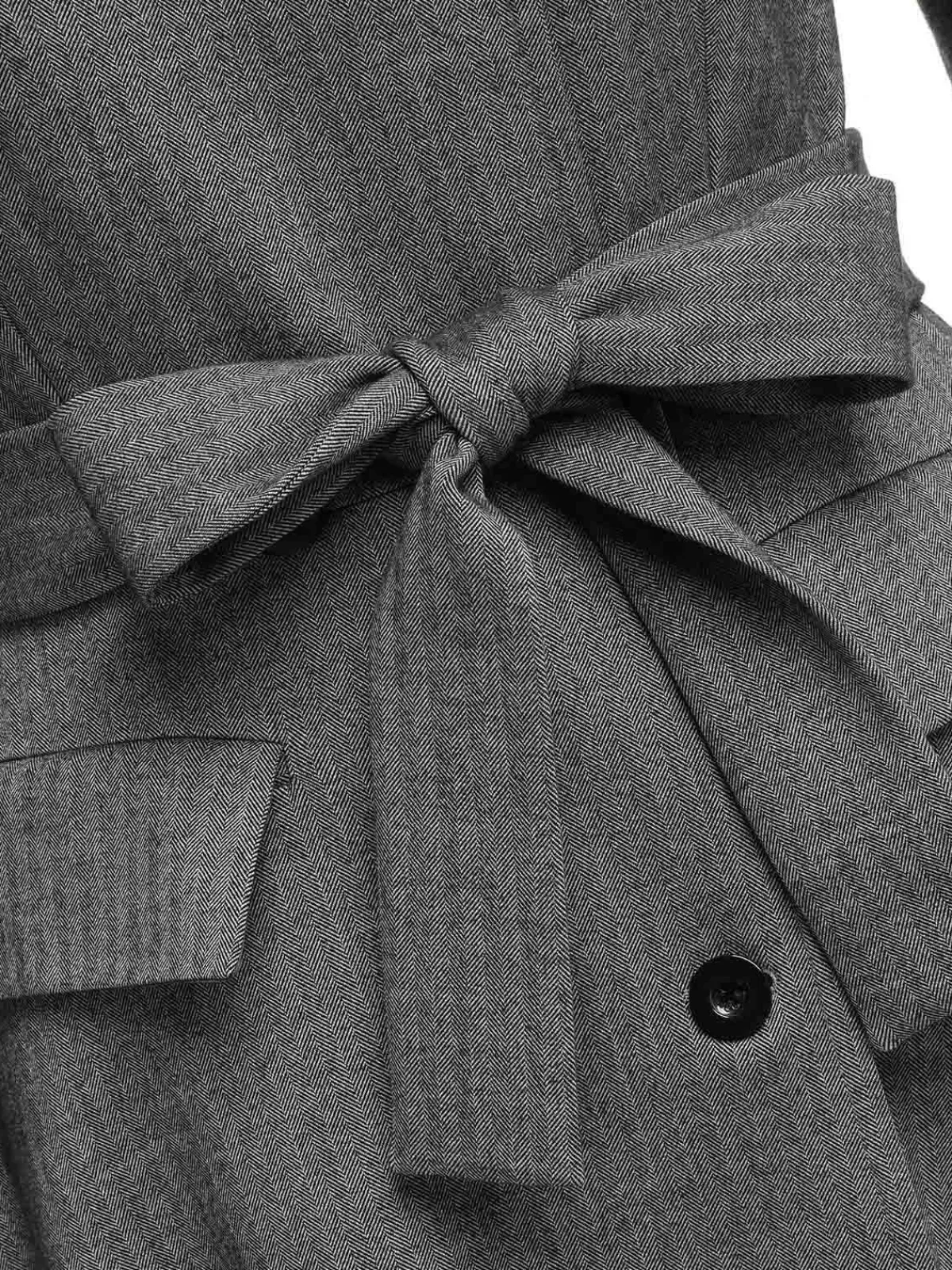 Sale Retro Stage 1930s Faux Fur Lapel Collar Coat Gray