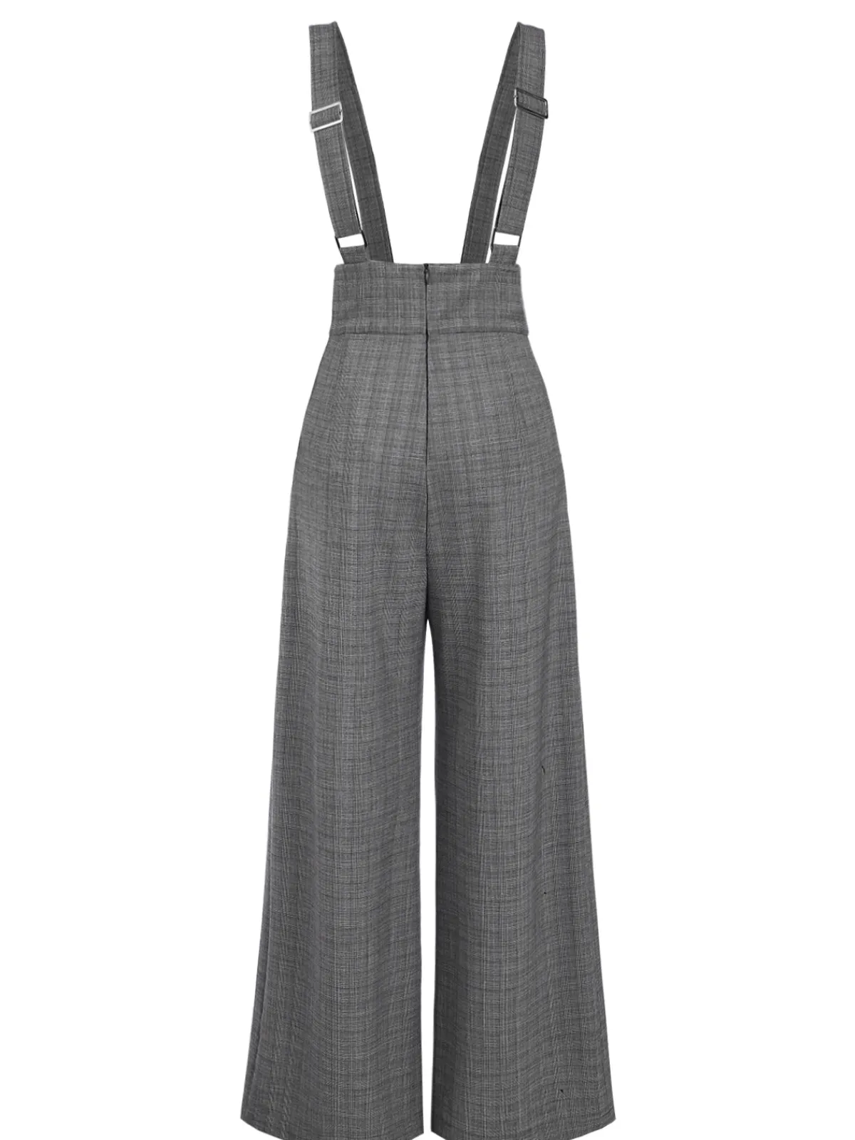 Online Retro Stage Gray 1940s Glen Plaid Buttoned Overall Pants