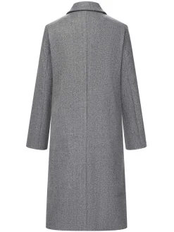 Hot Retro Stage 1960s Over Knee Lapel Coat Gray