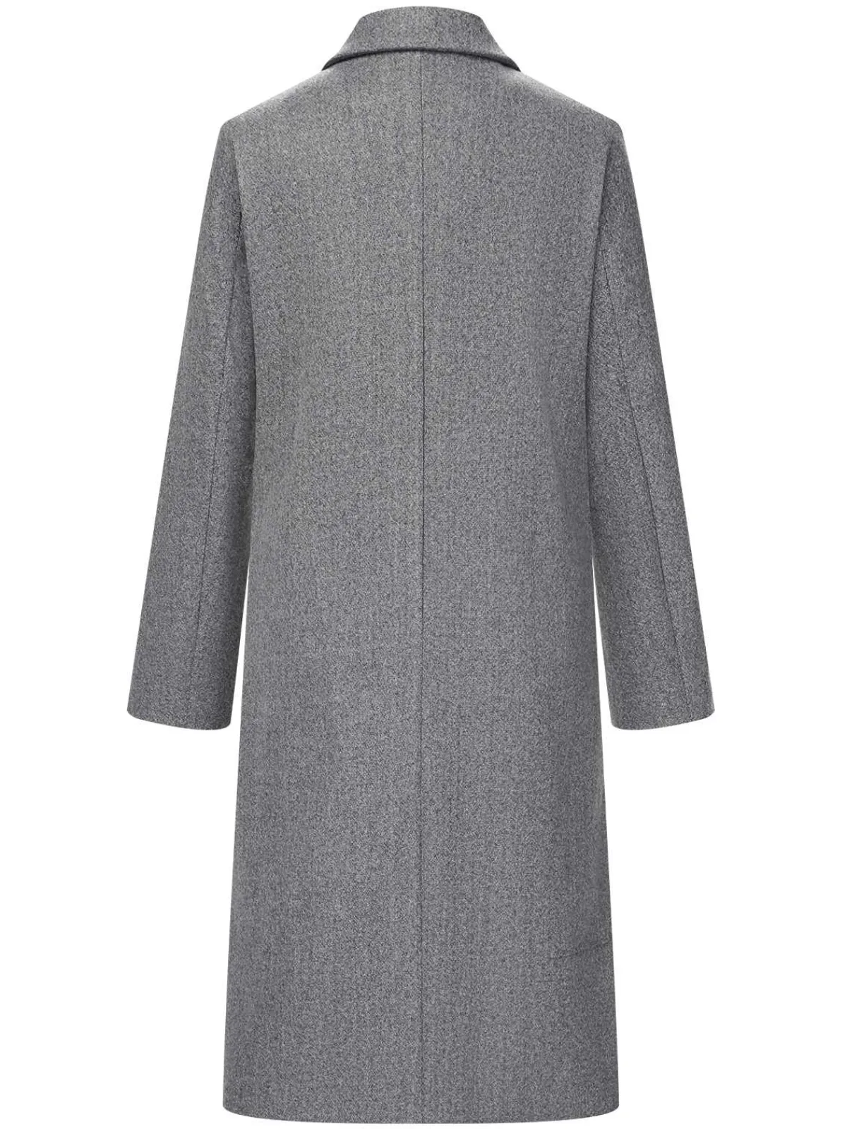 Hot Retro Stage 1960s Over Knee Lapel Coat Gray