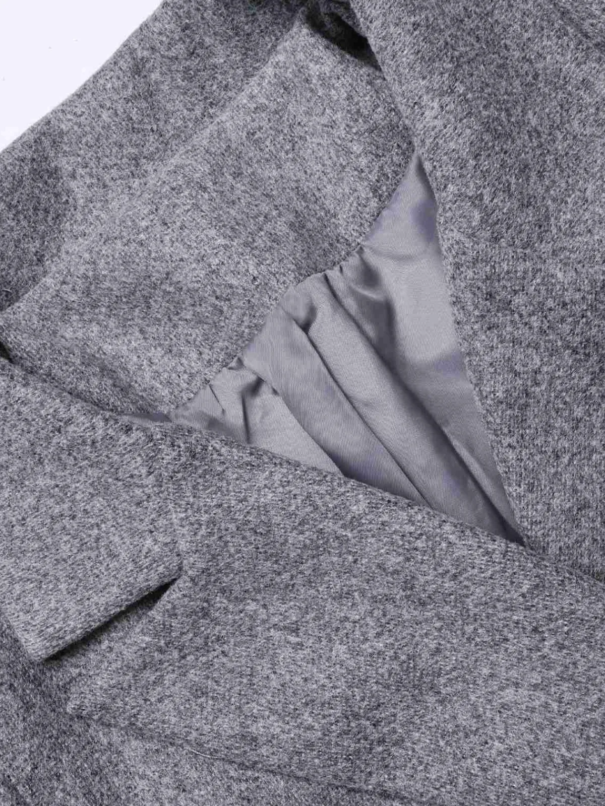 Hot Retro Stage 1960s Over Knee Lapel Coat Gray