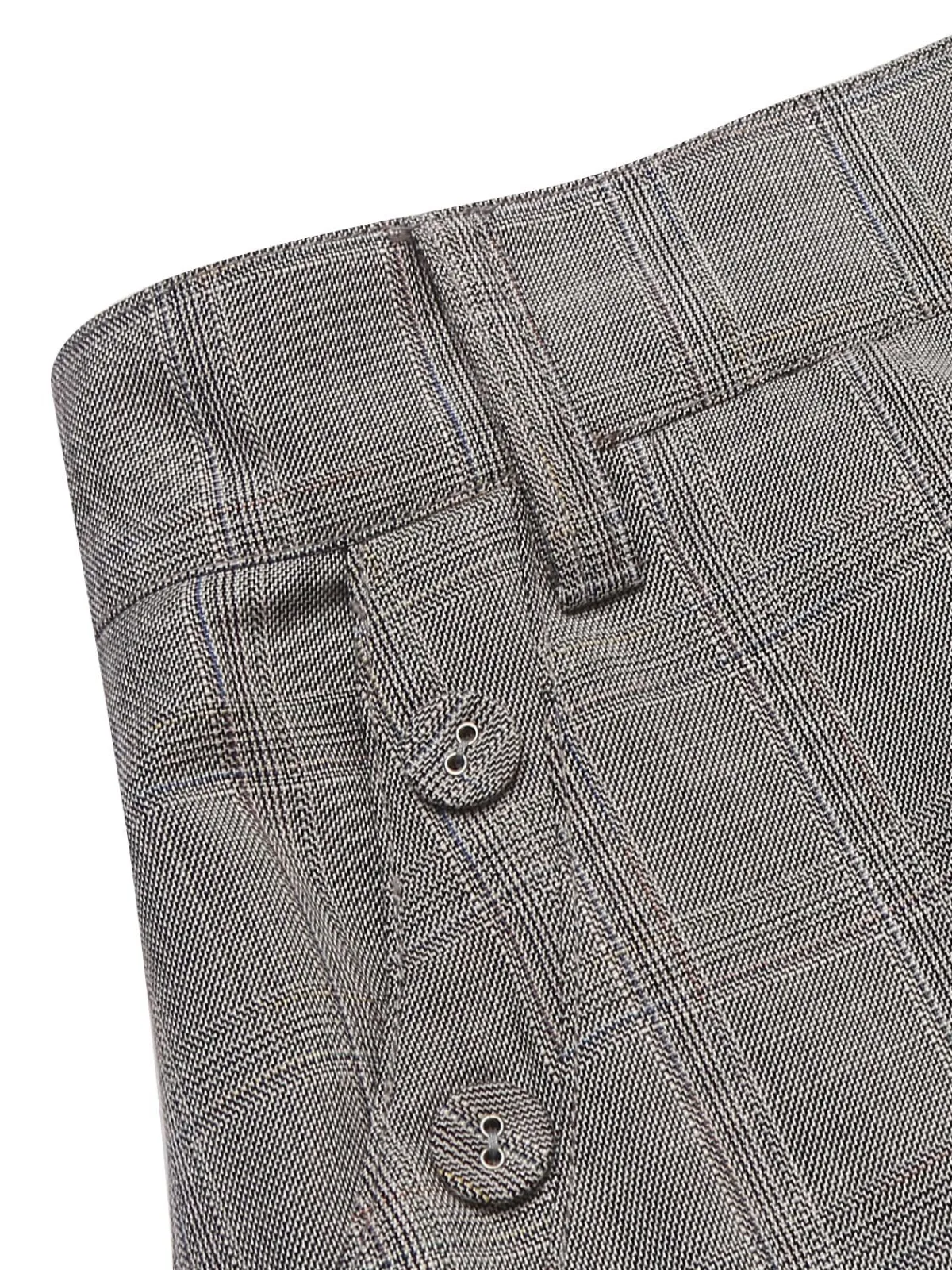 Hot Retro Stage 1960s Plaid Belt Pencil Skirt Gray