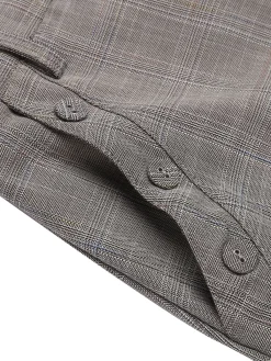 Hot Retro Stage 1960s Plaid Belt Pencil Skirt Gray