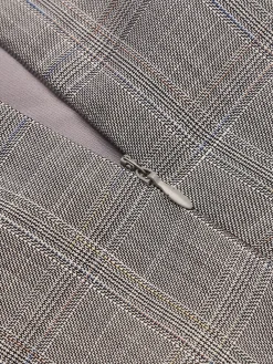 Hot Retro Stage 1960s Plaid Belt Pencil Skirt Gray