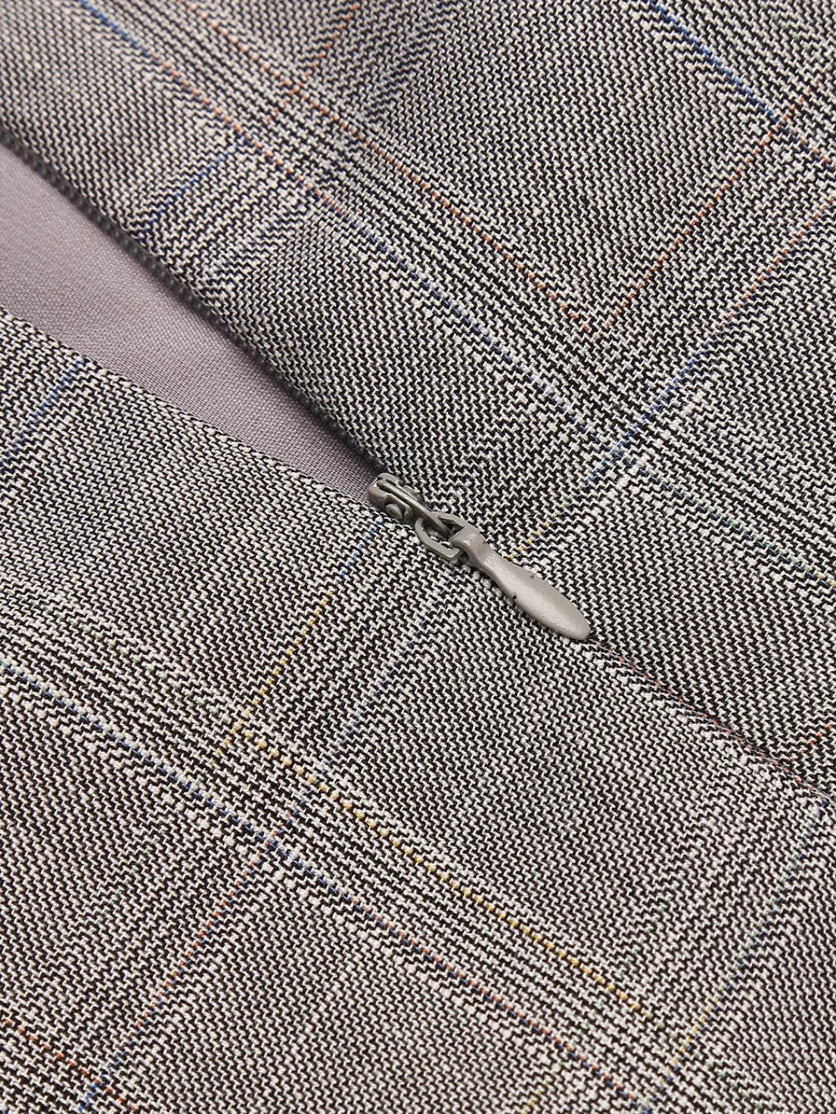 Hot Retro Stage 1960s Plaid Belt Pencil Skirt Gray