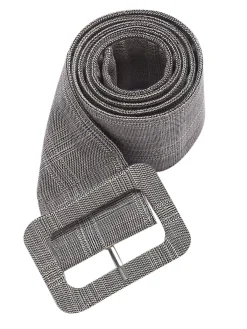Hot Retro Stage 1960s Plaid Belt Pencil Skirt Gray