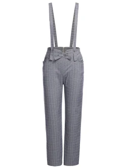 Clearance Retro Stage 1950s Plaids Suspender Pants Gray