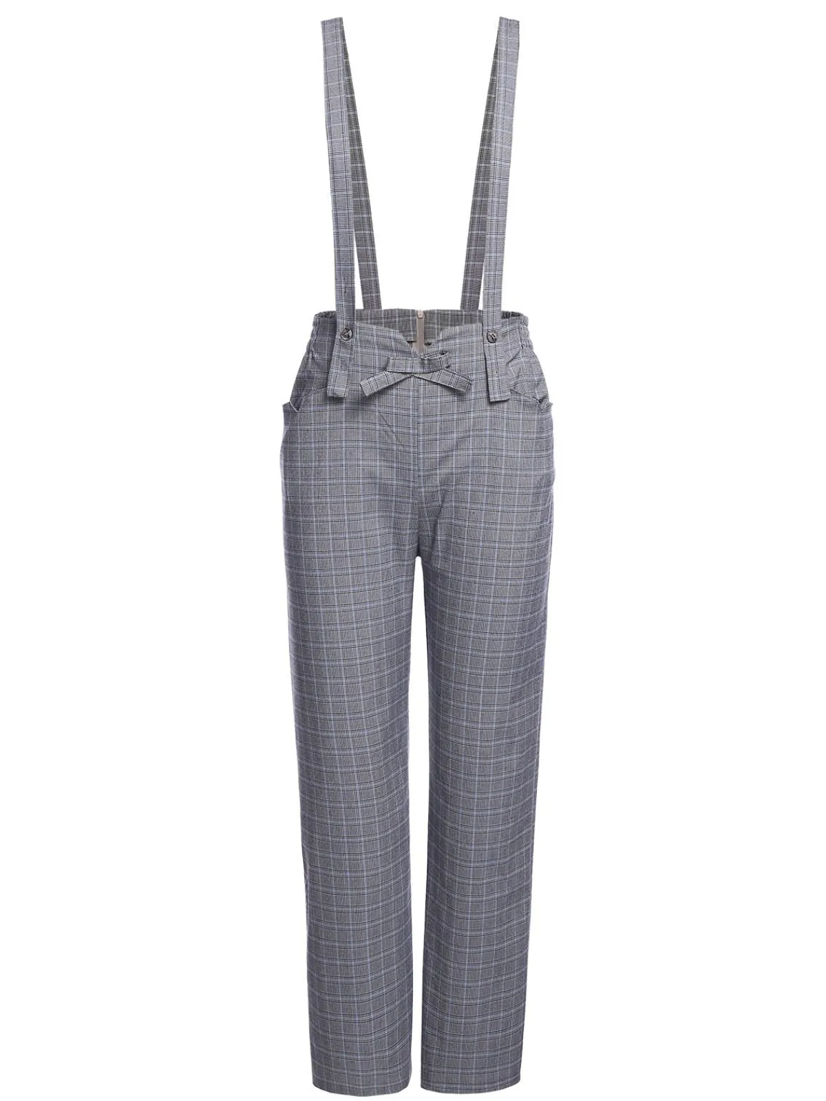 Clearance Retro Stage 1950s Plaids Suspender Pants Gray