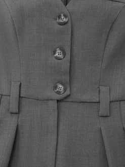 Hot Retro Stage 1930s Solid Sleeeless Office Belted Jumpsuit Gray