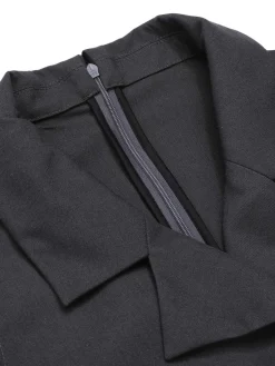 Clearance Retro Stage Gray 1940s V-Neck Lapel Lace-Patchwork Jumpsuit Dark Gray