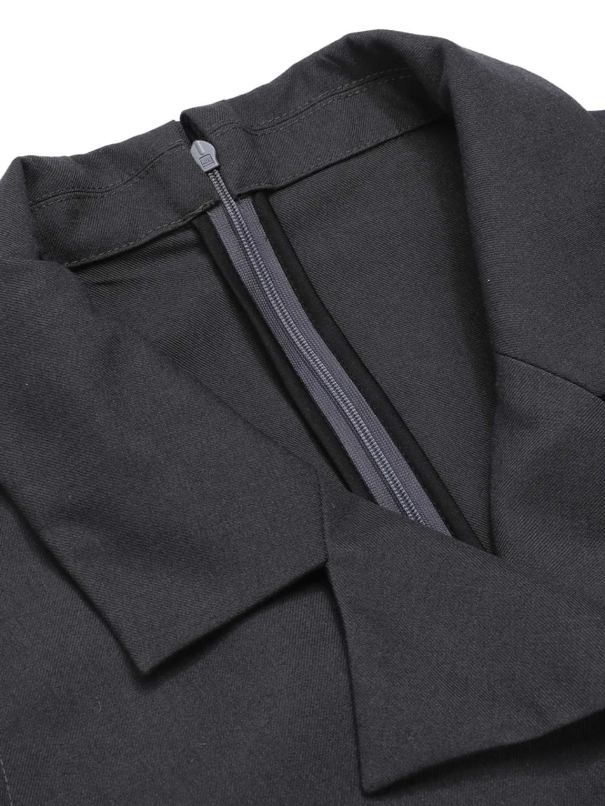 Clearance Retro Stage Gray 1940s V-Neck Lapel Lace-Patchwork Jumpsuit Dark Gray