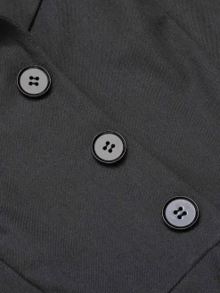 Clearance Retro Stage Gray 1940s V-Neck Lapel Lace-Patchwork Jumpsuit Dark Gray
