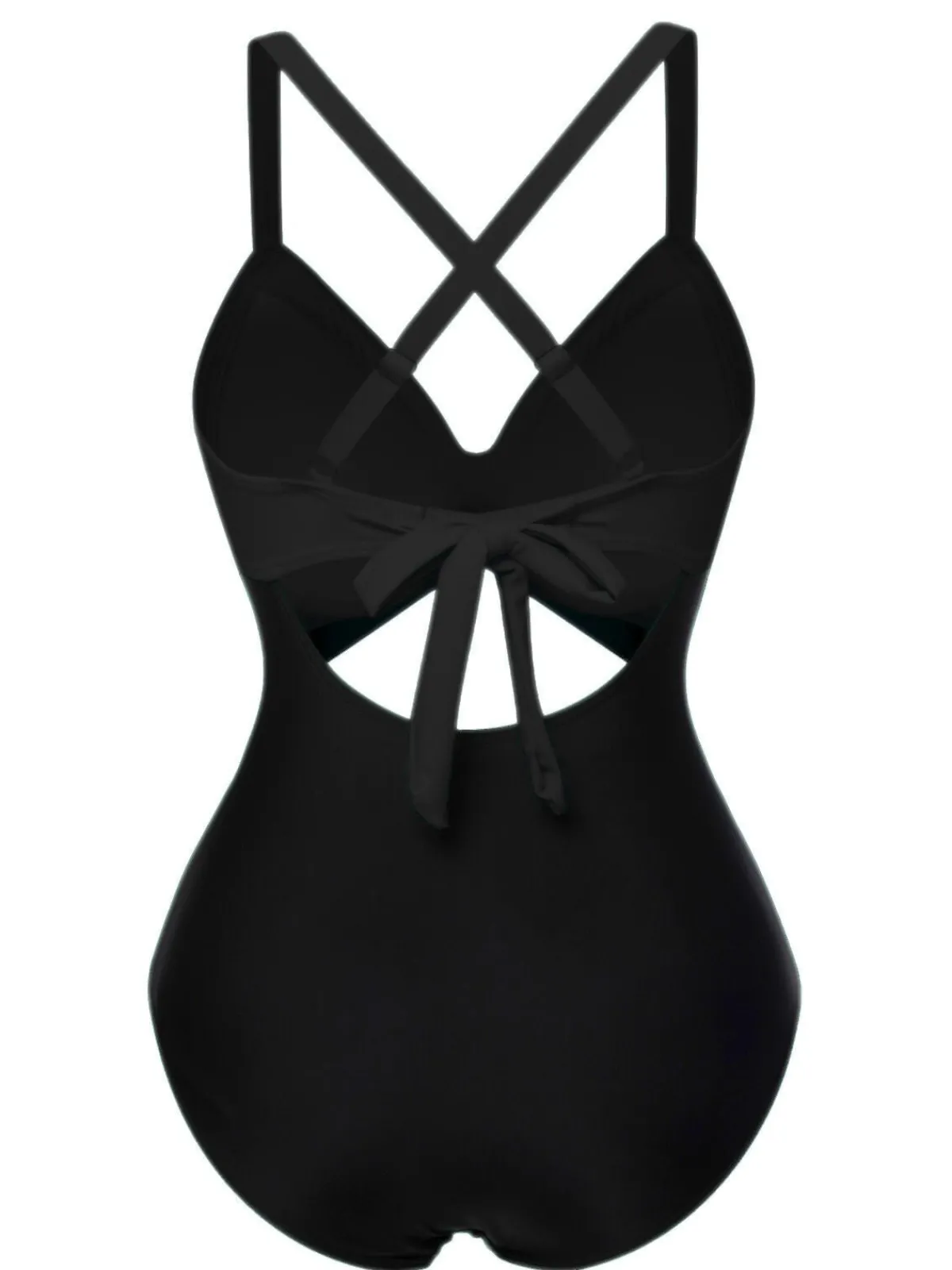 New Retro Stage Green & Black 1940s Hollow Waist Patchwork Swimsuit