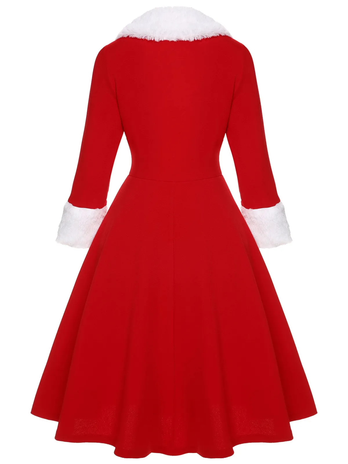 Sale Retro Stage Green & White 1950s Christmas Lapel Dress