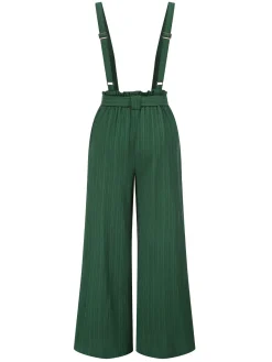 Best Retro Stage 1950s Belted Straps Wide-Leg Jumpsuit Green