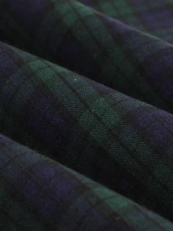 Fashion Retro Stage 1950s Blackwatch Tartan Lapel Dress Green