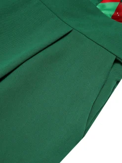 Hot Retro Stage Green 1930s Christmas Plaid Lace Patchwork Jumpsuit