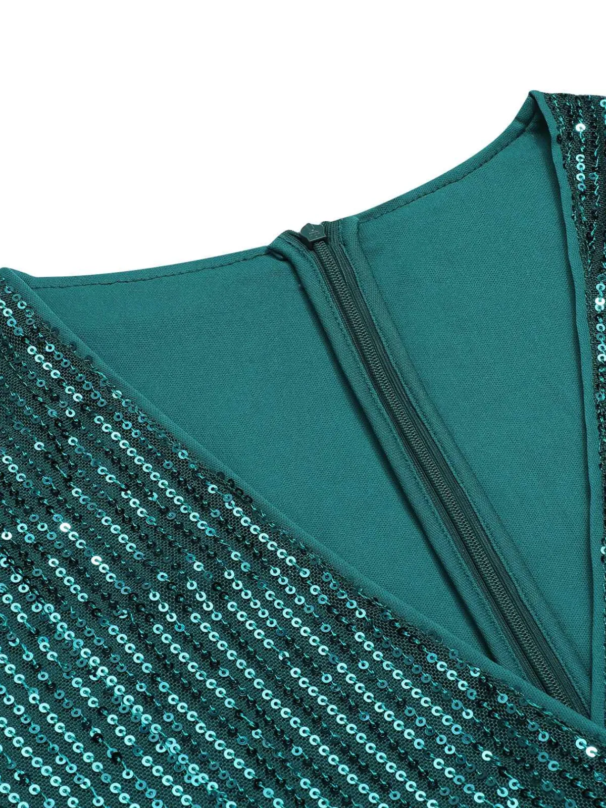 Outlet Retro Stage 1960s Christmas Sequin V-Neck Pencil Dress Green