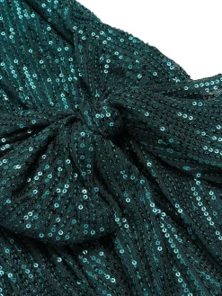 Outlet Retro Stage 1960s Christmas Sequin V-Neck Pencil Dress Green