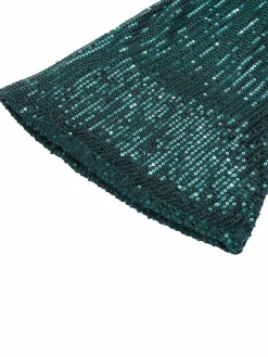 Outlet Retro Stage 1960s Christmas Sequin V-Neck Pencil Dress Green