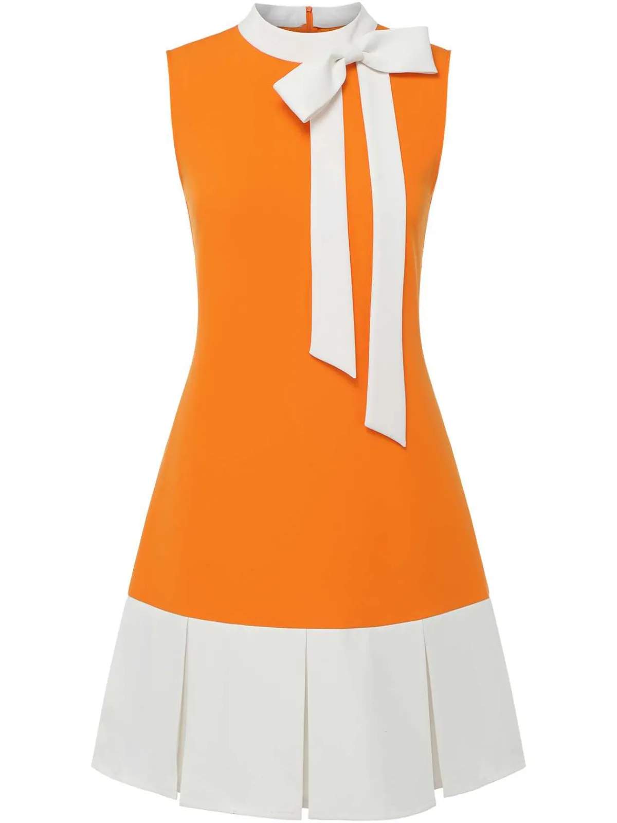 New Retro Stage Green 1960s Crew Bowknot Sleeveless Dress