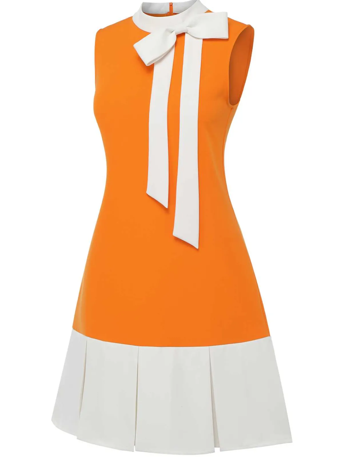 New Retro Stage Green 1960s Crew Bowknot Sleeveless Dress