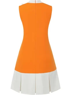 New Retro Stage Green 1960s Crew Bowknot Sleeveless Dress