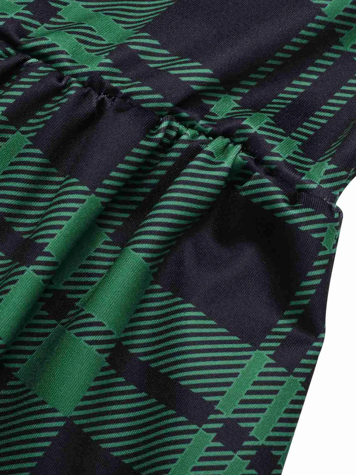 Sale Retro Stage 1940s Crew Neck Tartan Dress Green