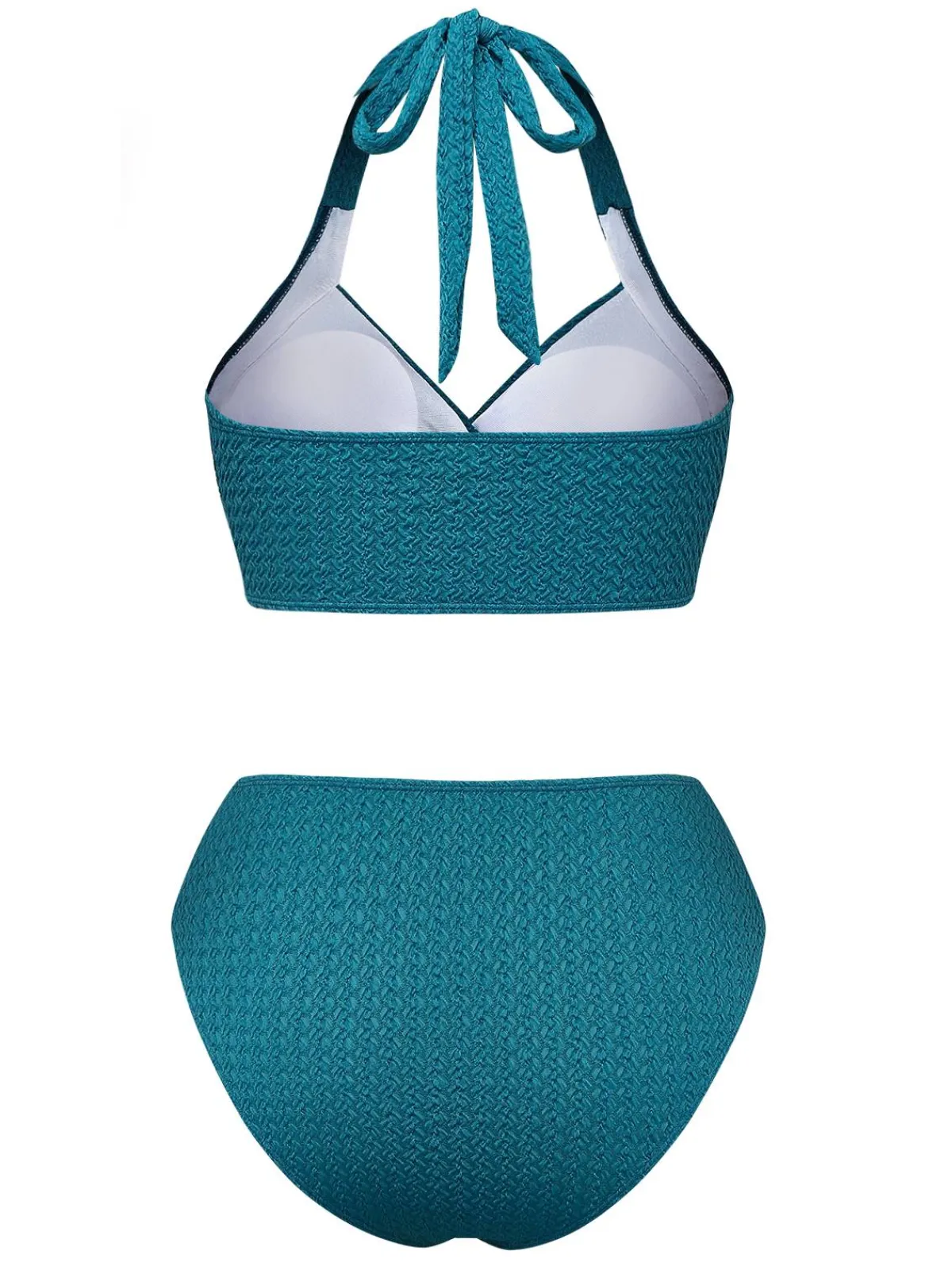Discount Retro Stage 1930s Cut-out Halter Lace-up Bikini Set Green