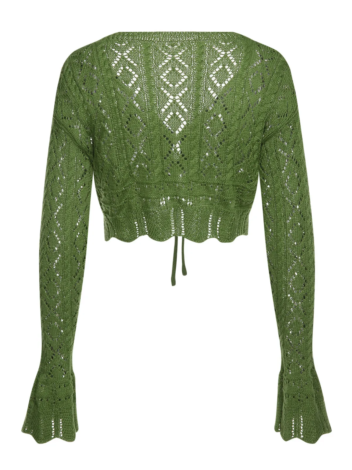 Outlet Retro Stage 1960s Cutout Strappy Crochet Cover-Up Green