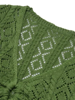 Outlet Retro Stage 1960s Cutout Strappy Crochet Cover-Up Green