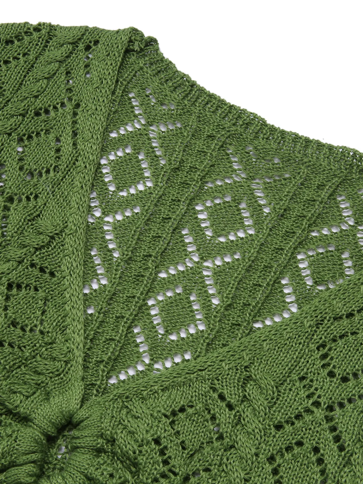 Outlet Retro Stage 1960s Cutout Strappy Crochet Cover-Up Green