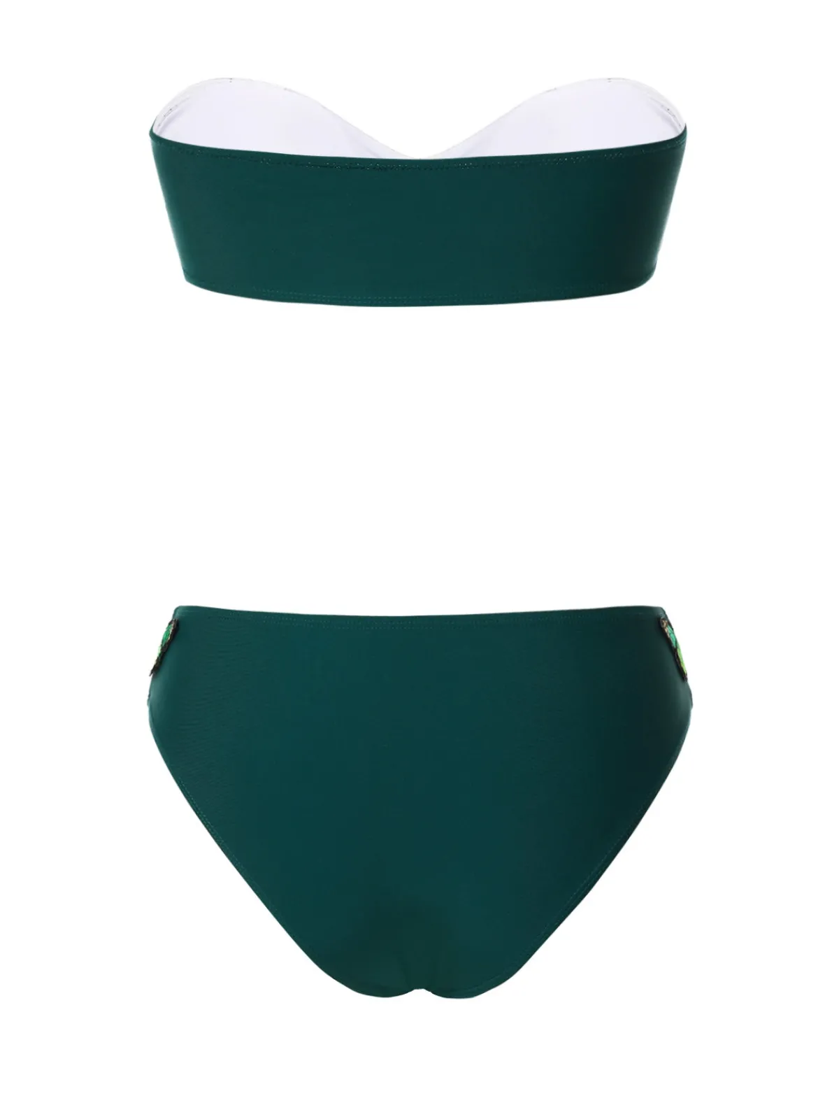 New Retro Stage 1960s 3D Butterfly Bandeau Bikini Set Green