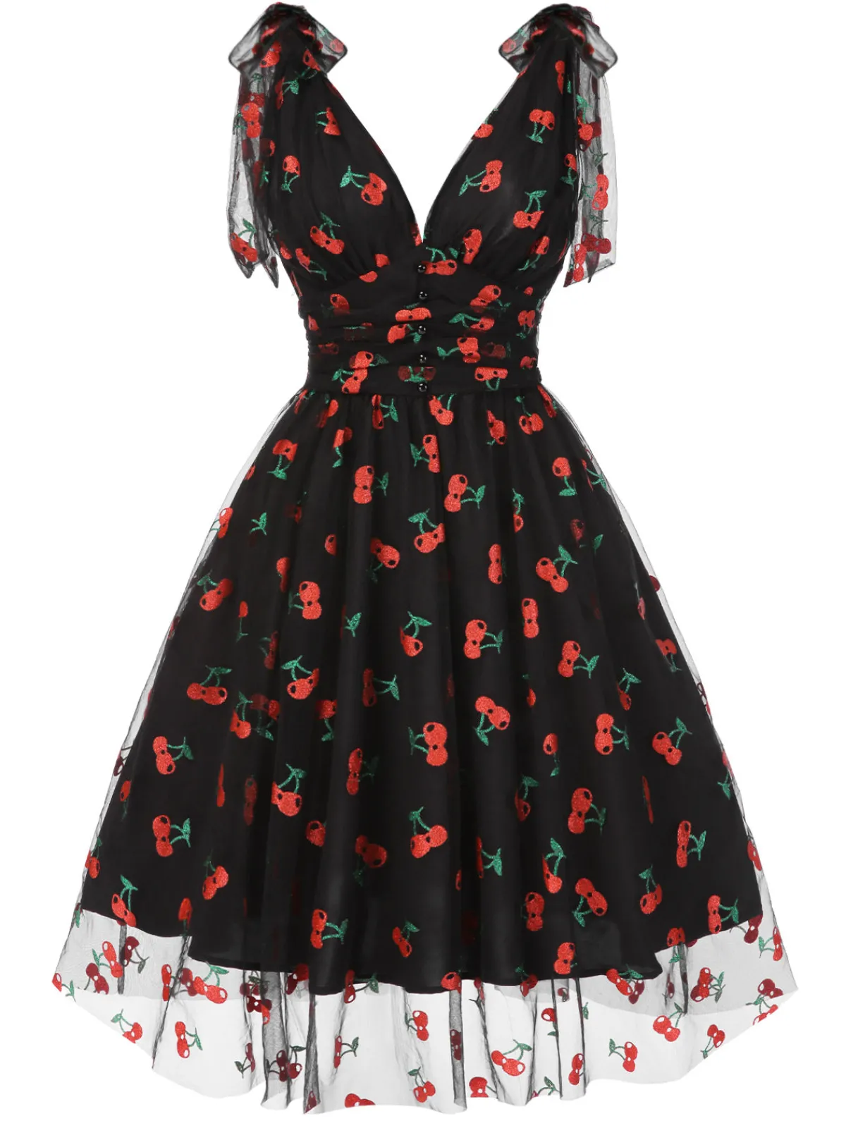 Outlet Retro Stage Green 1950s Daisy Mesh Swing Dress