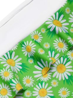 Discount Retro Stage 1970s Daisy Ruffled Halter Tankini Set Green