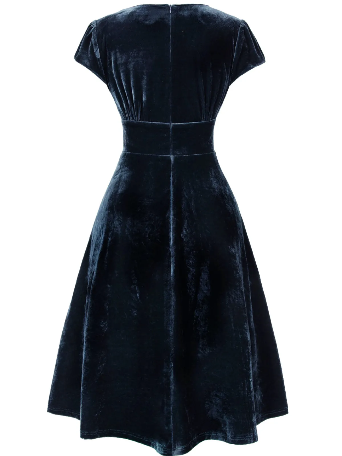 Hot Retro Stage Green 1940s Deep V-Neck Pearl Velvet Dress