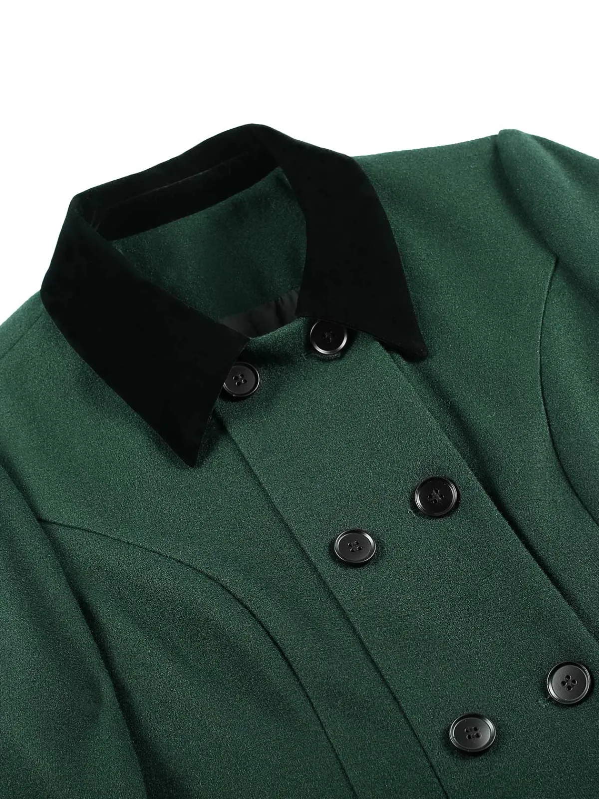 Discount Retro Stage 1930s Double-Breasted Belted Coat With Cape Green