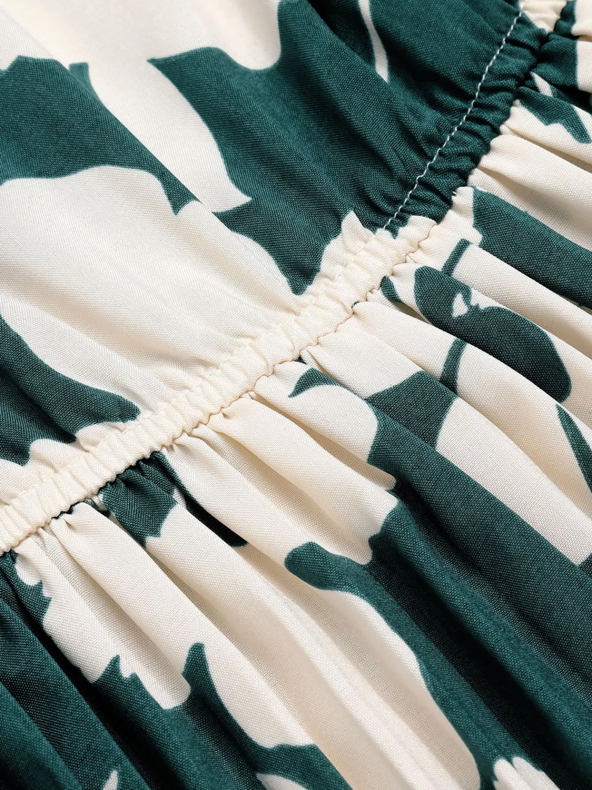 Hot Retro Stage 1940s Floral Pleated Belt Dress Green