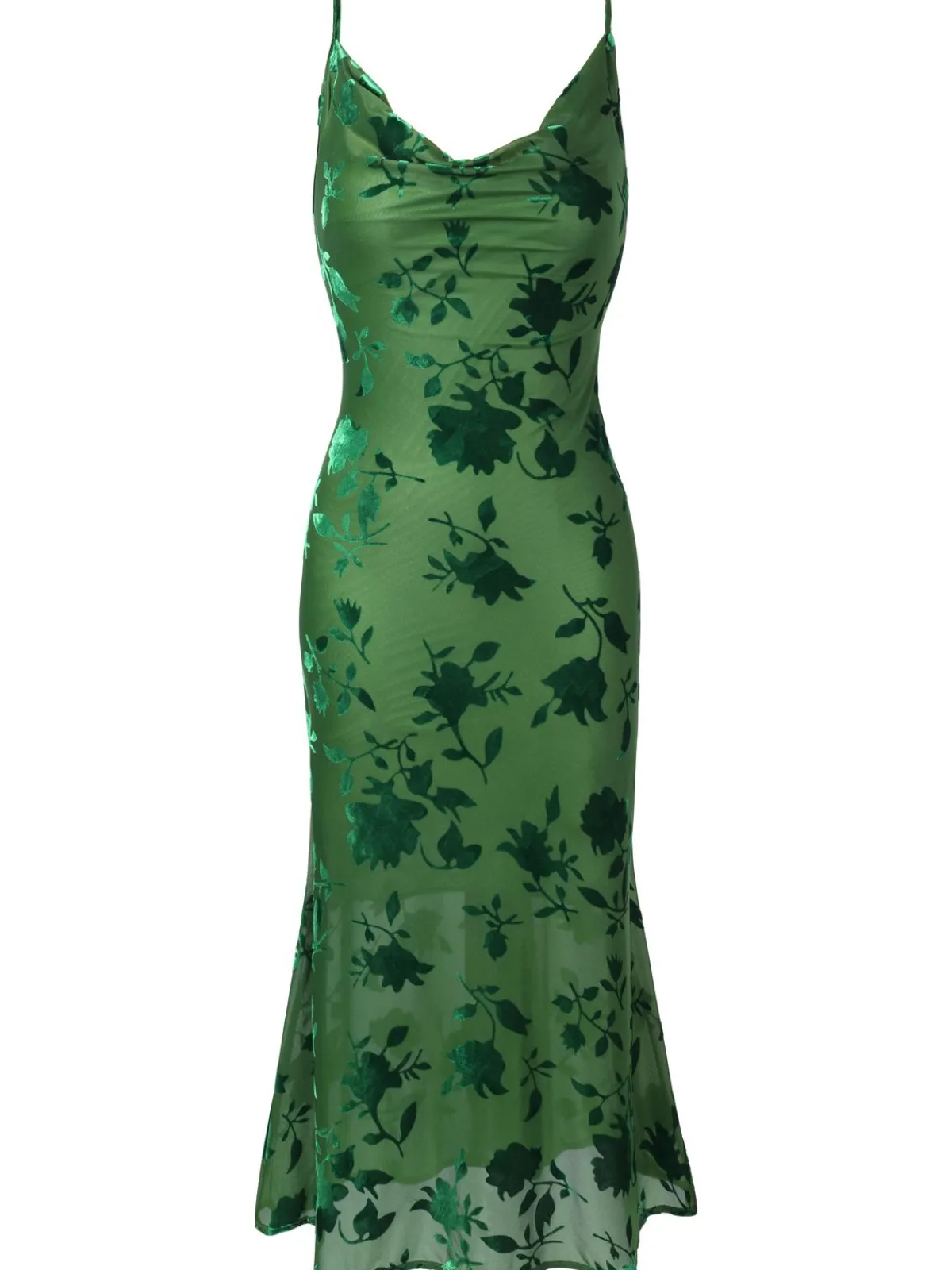 New Retro Stage 1930s Floral Vintage Dress Green