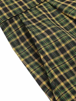 New Retro Stage Green 1940s Glen Plaid Buttoned Overall Pants