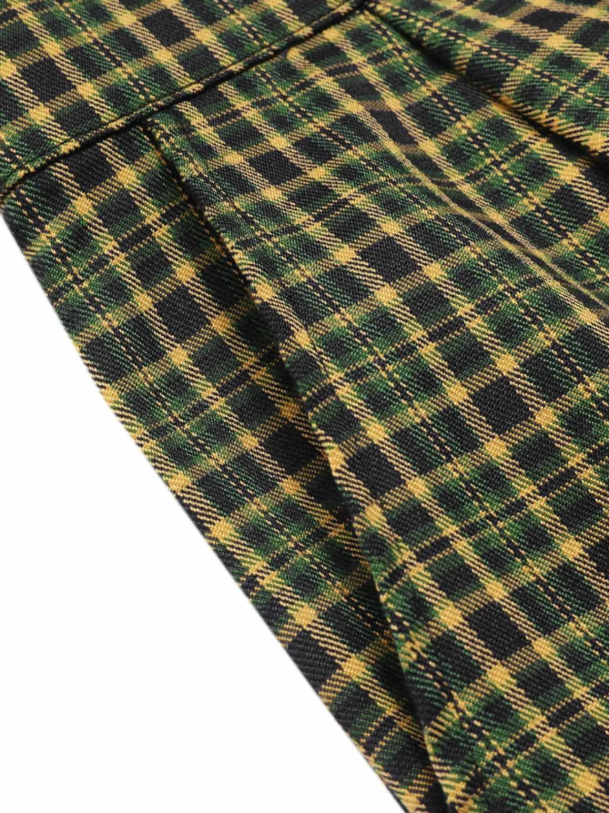 New Retro Stage Green 1940s Glen Plaid Buttoned Overall Pants