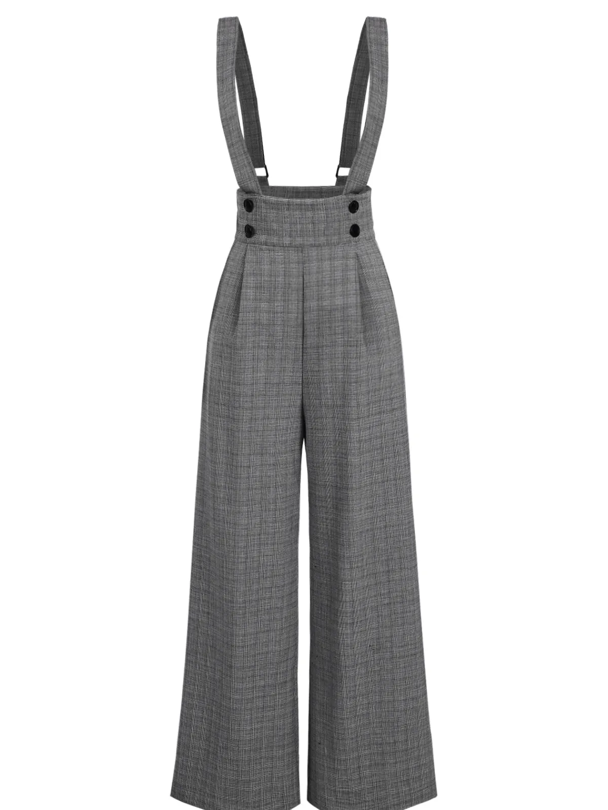 New Retro Stage Green 1940s Glen Plaid Buttoned Overall Pants