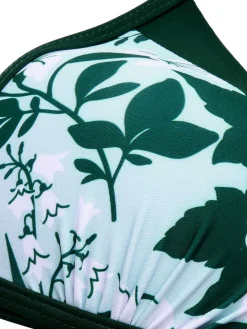 Best Retro Stage 1950s Halter Plants Print Swimsuit & Cover-Up Green